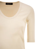 Fabiana Filippi Stretch Cotton Jersey Top With Round Neckline