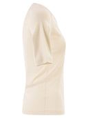 Fabiana Filippi Stretch Cotton Jersey Top With Round Neckline