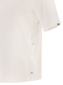 Herno Cotton T Shirt With Logo Buttons On The Sides
