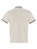 Moncler Cotton Pique Polo Shirt With Striped Hemline