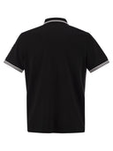Moncler Cotton Pique Polo Shirt With Striped Hemline