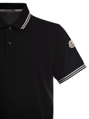 Moncler Cotton Pique Polo Shirt With Striped Hemline