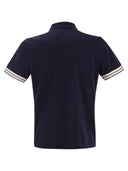Moncler Cotton Pique Polo Shirt With Striped Hemline