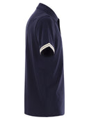 Moncler Cotton Pique Polo Shirt With Striped Hemline