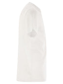 Moncler T Shirt With Faded Logo Motif In Cotton