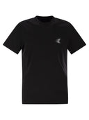 Moncler T -skjorte med falmet logo -motiv i bomull