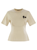 T-shirt de coton Moncler avec des perles faites à la main