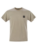 Stone Island Short Sleeved T Shirt With Compass Logo Patch