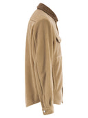 Moncler Shacket With Teddy Effect Ribbed Velvet Trim