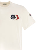 Moncler Cotton T Shirt With Embroidered Tricolour Logo