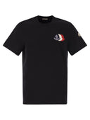 Moncler Cotton T Shirt With Embroidered Tricolour Logo