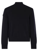 Moncler gepolsterte Woll -Strickjacke mit Reißverschluss