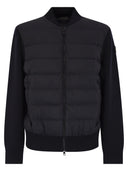 Moncler gepolsterte Woll -Strickjacke mit Reißverschluss