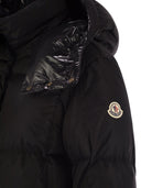 Moncler Litte Long Down Jacket With Square Quilting And Hood