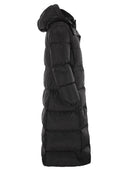Moncler Chamer Long Down Jacket met kap en wolafwerking