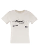 Moncler Cotton T Shirt With Embroidered Cursive Logo
