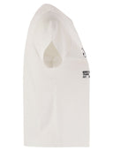 Moncler Cotton T Shirt With Embroidered Cursive Logo