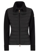 Moncler gepolsterte Woll -Strickjacke mit Reißverschluss