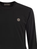 Stone Island Long Sleeved Slim Fit T Shirt With Compass Patch