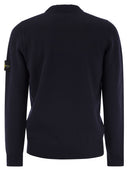 Stone Island Crew Neck Jumper With Reverse Stitch Details