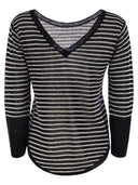 Majestic Striped Linen Boat Neck T Shirt