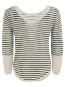 Majestic Striped Linen Boat Neck T Shirt