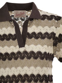 Mc2 Saint Barth Multicolour Striped Crochet Lace Polo Shirt