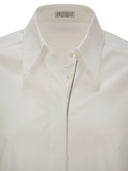 Brunello Cucinelli Stretch Cotton Poplin Shirt With Shiny Trim