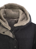 Brunello Cucinelli Pure New Wool Down Jacket With Sheepskin Hood