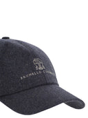 Brunello Cucinelli Virgin Wool Flannel Baseball Cap With Embroidery