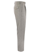Brunello Cucinelli Leisure Fit Trousers In Virgin Wool Flannel With Double Darts
