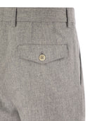 Brunello Cucinelli Leisure Fit Trousers In Virgin Wool Flannel With Double Darts