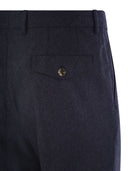Brunello Cucinelli Leisure Fit Trousers In Virgin Wool Flannel With Double Darts
