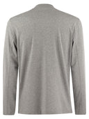 Brunello Cucinelli Long Sleeve Cotton Jersey Chimney Neck T Shirt