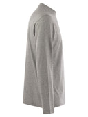 Brunello Cucinelli Long Sleeve Cotton Jersey Chimney Neck T Shirt