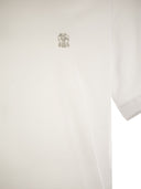 Brunello Cucinelli Slim Fit Crew Teck Camiseta en camiseta de algodón ligero