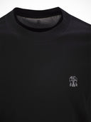 Brunello Cucinelli Crew Teck Algody Jersey Camiseta con logotipo impreso