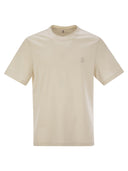 Brunello Cucinelli Crew Neck Cotton Jersey T Shirt With Printed Logo