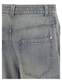 Brunello Cucinelli Soft Denim Low Slung Trousers With Adjustable Waistband And Monile