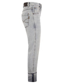 Brunello Cucinelli Soft Denim Straight Trousers With Shiny Details
