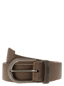 Brunello Cucinelli Glossy Hammered Calfskin Belt With Jewel