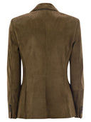Brunello Cucinelli Suede Jacket With Jewellery