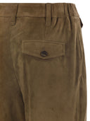 Pantaloni di crop brunello cucinelli in pelle scamosciata