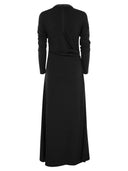 Brunello Cucinelli Draped Dress In Stretch Virgin Wool Jersey With Precious Collar