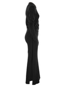 Brunello Cucinelli Draped Dress In Stretch Virgin Wool Jersey With Precious Collar