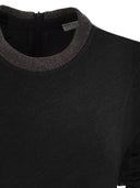 Brunello Cucinelli Draped Dress In Stretch Virgin Wool Jersey With Precious Collar