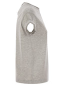Brunello Cucinelli Stretch Cotton Jersey T Shirt With Precious Faux Layering