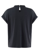 Brunello Cucinelli Stretch Cotton Jersey T Shirt With Precious Faux Layering