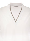 Brunello Cucinelli Stretch Cotton Jersey T Shirt With Precious Neckline