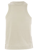 Brunello Cucinelli Stretch Cotton Jersey Top With Dazzling Net Embroidery
